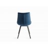 Premier Collection Turin Glass 4 Seater Table - Dark Oak Legs & 4 Fontana Blue Velvet Chairs