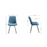 Premier Collection Turin Glass 4 Seater Table - Dark Oak Legs & 4 Fontana Blue Velvet Chairs
