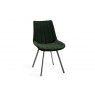 Premier Collection Turin Glass 4 Seater Table - Dark Oak Legs & 4 Fontana Green Velvet Chairs