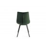 Premier Collection Turin Glass 4 Seater Table - Dark Oak Legs & 4 Fontana Green Velvet Chairs