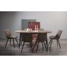 Gallery Collection Vintage Weathered Oak 6 Seater Table & 6 Seurat Tan Faux Suede Fabric Chairs