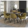 Premier Collection Vintage Weathered Oak 6 Seater Table & 6 Dali Mustard Velvet Chairs