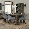 Bentley Designs Logan Fumed Oak 6 Seat Dining Set- 6 Dali Chairs in Grey Velvet Fabric- feature