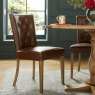 Bentley Designs Westbury Rustic Oak 4-6 Seater Dining Set- 6 Rustic Tan Upholstered Chairs- chair feature