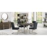 Bentley Designs Tivoli Dark Oak 4-6 Seater Dining Set & 4 Cantilever Chairs- Gun Metal Velvet Fabric- feature