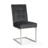 Bentley Designs Tivoli Dark Oak 4-6 Seater Dining Set & 4 Cantilever Chairs- Gun Metal Velvet Fabric- chair front angle