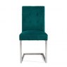 Bentley Designs Tivoli Dark Oak 4-6 Seater Dining Set & 4 Cantilever Chairs- Sea Green Velvet Fabric- chair front