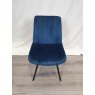 Gallery Collection Fontana - Blue Velvet Fabric Chairs with Grey Legs (Pair) - Grade A1 - Ref #0017-18
