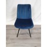 Gallery Collection Fontana - Blue Velvet Fabric Chairs with Grey Legs (Pair) - Grade A1 - Ref #0017-18