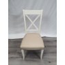 Premier Collection Hampstead Two Tone X Back Chair - Ivory Bonded Leather (Pair) - Grade A2 - Ref #0003-4