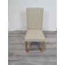 Premier Collection Parker Light Oak Square Back Chair - Silver Grey Fabric (Single) - Grade A2 - Ref #0101