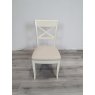 Premier Collection Montreux Antique White X Back Chair - Sand Colour Fabric (Single) - Grade A2 - Ref #0103