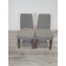 Premier Collection Cadell Aged Oak Upholstered Chair - Smoke Grey (Pair) - Grade A3 - Ref #0263