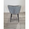Gallery Collection Cezanne - Grey Velvet Fabric Bar Stool with Black Legs (Single) - Grade A3 - Ref #0288