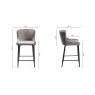 Gallery Collection Cezanne - Grey Velvet Fabric Bar Stool with Black Legs (Single) - Grade A3 - Ref #0288