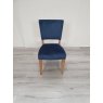 Signature Collection Rustic Oak Uph Chair - Dark Blue Velvet Fabric (Single) - Grade A3 - Ref #0302
