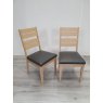 Premier Collection Oakham Scandi Oak Chair - Dark Grey Bonded Leather (Pair) - Grade A3 - Ref #0312
