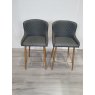 Gallery Collection Cezanne - Dark Grey Faux Leather Bar Stools with Gold Legs (Pair) - Grade A3 - Ref #0318