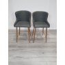 Gallery Collection Cezanne - Dark Grey Faux Leather Bar Stools with Gold Legs (Pair) - Grade A3 - Ref #0320