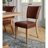 Signature Collection Belgrave Rustic Oak Uph Chair -  Rustic Tan Faux Leather  (Single)