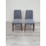Premier Collection Cadell Aged Oak Upholstered Chair - Slate Blue (Pair) - Grade A3 - Ref #0389