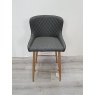 Gallery Collection Cezanne - Dark Grey Faux Leather Bar Stool with Gold Legs (Single) - Grade A2 - Ref #0383