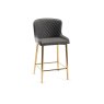 Gallery Collection Cezanne - Dark Grey Faux Leather Bar Stool with Gold Legs (Single) - Grade A2 - Ref #0383