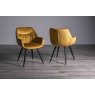 Gallery Collection Dali - Mustard Velvet Fabric Chairs with Black Legs (Pair) - Grade A2 - Ref #0415