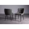 Gallery Collection Cezanne - Dark Grey Faux Leather Chairs with Black Legs (2 x Pair) - Grade A2 - Ref #0403