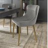 Gallery Collection Cezanne - Grey Velvet Fabric Chairs with Gold Legs (Single) - Grade A2 - Ref #0444