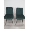 Gallery Collection Seurat - Green Velvet Fabric Chairs with Black Legs (Pair) - Grade A3 - Ref #0470