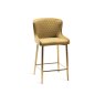 Gallery Collection Cezanne - Mustard Velvet Fabric Bar Stool with Gold Legs (Single) - Grade A3 - Ref #0472