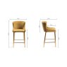 Gallery Collection Cezanne - Mustard Velvet Fabric Bar Stool with Gold Legs (Single) - Grade A3 - Ref #0472