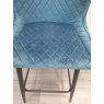 Gallery Collection Cezanne - Petrol Blue Velvet Fabric Bar Stool with Black Legs (Single) - Grade A3 - Ref #0473