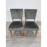 Signature Collection Rustic Oak Uph Chairs in Gun Metal Velvet Fabric (Pair) - Grade A2 - Ref #0193
