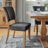 Signature Collection Rustic Oak Uph Chairs in Gun Metal Velvet Fabric (Pair) - Grade A2 - Ref #0193