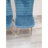Gallery Collection Eriksen - Petrol Blue Velvet Fabric Chairs with Oak Effect Legs (Pair) - Grade A2 - Ref #0395