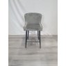 Gallery Collection Cezanne - Grey Velvet Fabric Bar Stool with Black Legs (Single) - Grade A3 - Ref #0558