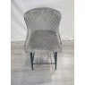 Gallery Collection Cezanne - Grey Velvet Fabric Bar Stool with Black Legs (Single) - Grade A3 - Ref #0558