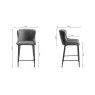 Gallery Collection Cezanne - Grey Velvet Fabric Bar Stool with Black Legs (Single) - Grade A3 - Ref #0558