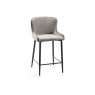 Gallery Collection Cezanne - Grey Velvet Fabric Bar Stool with Black Legs (Single) - Grade A3 - Ref #0558