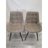 Gallery Collection Seurat - Tan Faux Suede Fabric Chairs with Black Legs (Pair) - Grade A2 - Ref #0610