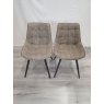 Gallery Collection Seurat - Tan Faux Suede Fabric Chairs with Black Legs (Pair) - Grade A2 - Ref #0610