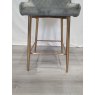 Gallery Collection Cezanne - Grey Velvet Fabric Bar Stool with Gold Legs (Single)  - Grade A3 - Ref #0669