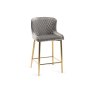 Gallery Collection Cezanne - Grey Velvet Fabric Bar Stool with Gold Legs (Single)  - Grade A3 - Ref #0669