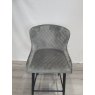 Gallery Collection Cezanne - Grey Velvet Fabric Bar Stool with Black Legs (Single) - Grade A3 - Ref #0670