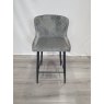 Gallery Collection Cezanne - Grey Velvet Fabric Bar Stool with Black Legs (Single) - Grade A3 - Ref #0670