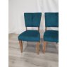 Signature Collection Rustic Oak Uph Chairs -  Sea Green Velvet Fabric (4 CHAIRS) - Grade A3 - Ref #0625