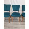 Signature Collection Rustic Oak Uph Chairs -  Sea Green Velvet Fabric (4 CHAIRS) - Grade A3 - Ref #0625