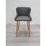Gallery Collection Cezanne - Dark Grey Faux Leather Bar Stool with Gold Legs (Single) - Grade A2 - Ref #0829